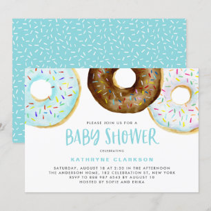 Waterverf Donuts met Sprinkles Boy Baby shower Kaart
