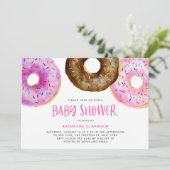 Waterverf Donuts met Sprinkles Girl Baby shower Kaart (Staand voorkant)