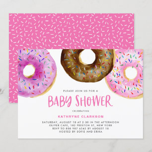 Waterverf Donuts met Sprinkles Girl Baby shower Kaart