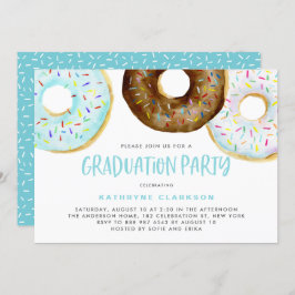 Waterverf Donuts met Sprinkles Graduation Party Kaart