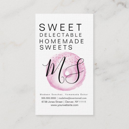 Waterverf Donuts Sweets Baking Cake Decorator B Visitekaartje (Achterkant)
