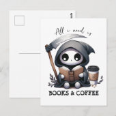 Waterverf Dood Boekliefhebber Briefkaart (Voorkant / Achterkant)