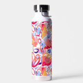 Waterverf doodle Aangepast monogram en patroon Waterfles (Links)
