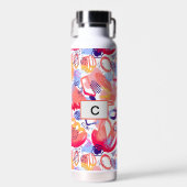 Waterverf doodle Aangepast monogram en patroon Waterfles (Voorkant)