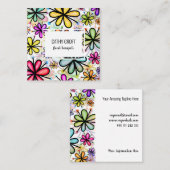 Waterverf Doodle Daisy Flower Pattern Sjabloon Sq Vierkante Visitekaartje (Voorkant / Achterkant)