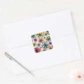 Waterverf Doodle Daisy Flower Pattern Vierkante Sticker (Envelop)