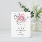 Waterverf Doodle Floral Bruiloft Gast Details Informatiekaartje (Staand voorkant)