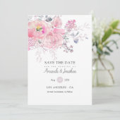 Waterverf Doodle Floral Wedding Foto Save The Date (Staand voorkant)