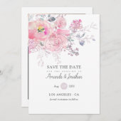 Waterverf Doodle Floral Wedding Foto Save The Date (Voorkant / Achterkant)
