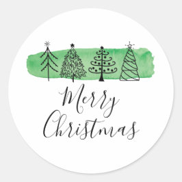 Waterverf Doodle Holiday Ronde Sticker