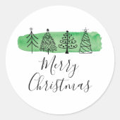 Waterverf Doodle Holiday Ronde Sticker (Voorkant)