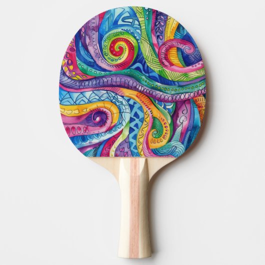Waterverf Doodle Ping Pong Bat Tafeltennisbatje (Voorkant)