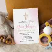 Waterverf doop roze baby meisje kaart