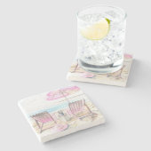 Waterverf door de kustlijn Beach Art Stenen Onderzetter (Zijkant)