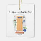 Waterverf Door Eerste Kerstmis in Ons Nieuwe Huis Keramisch Ornament (Links)