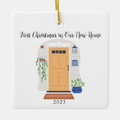 Waterverf Door Eerste Kerstmis in Ons Nieuwe Huis Keramisch Ornament (Voorkant)