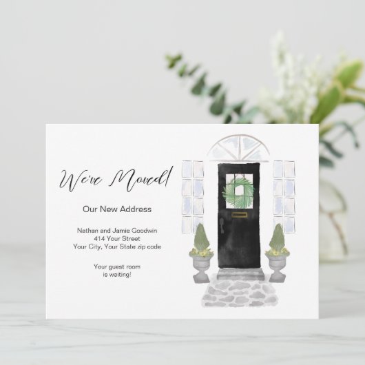 Waterverf Door We hebben Adreswijziging verplaatst Aankondiging (Staand voorkant)