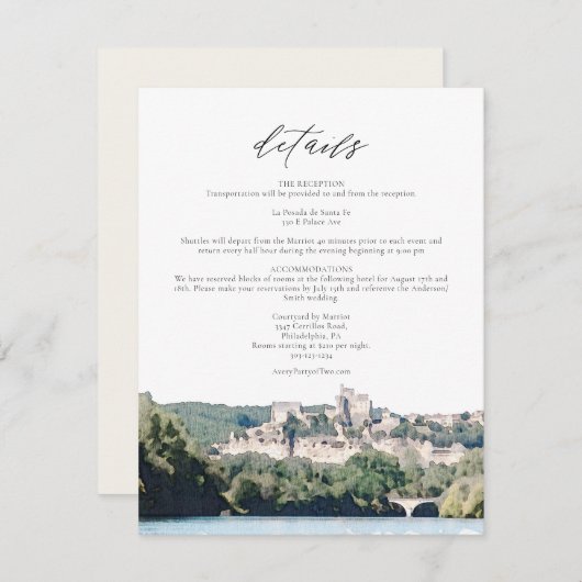 Waterverf Dordogne River Zuid-Frankrijk Detail Kaa Kaart (Voorkant / Achterkant)