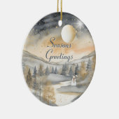 Waterverf  Dorp Star Night Christmas Keramisch Ornament (Rechts)