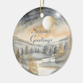 Waterverf  Dorp Star Night Christmas Keramisch Ornament (Links)