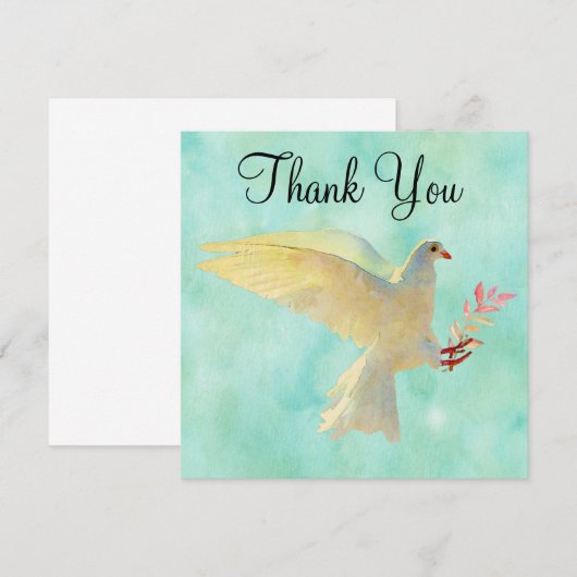 Waterverf Dove Bedankkaart (Voorkant / Achterkant)