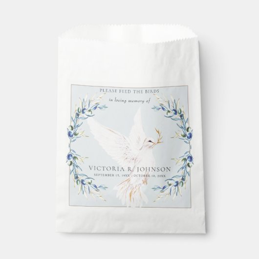 Waterverf Dove Bird Seed Packet Funeral Memorial Bedankzakje (Voorkant)