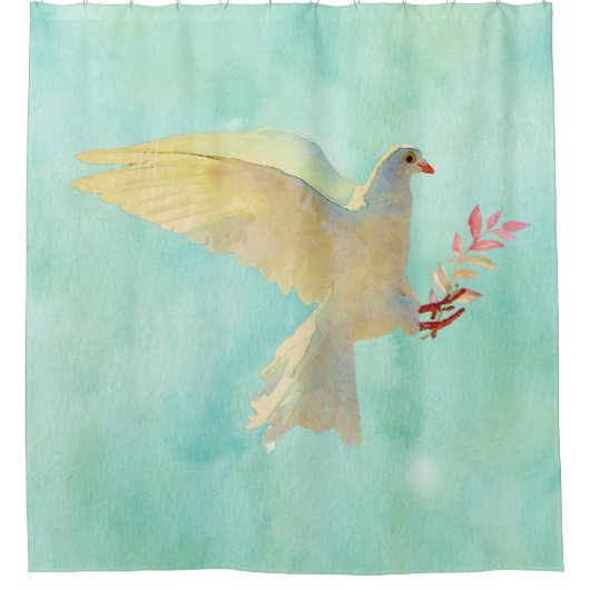 Waterverf Dove Douchegordijn (Voorkant)