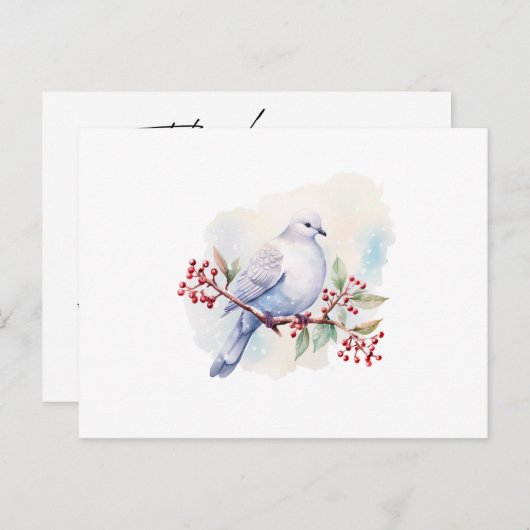 Waterverf Dove Eenvoudig Script Begrafenis Bedankt Briefkaart (Voorkant / Achterkant)