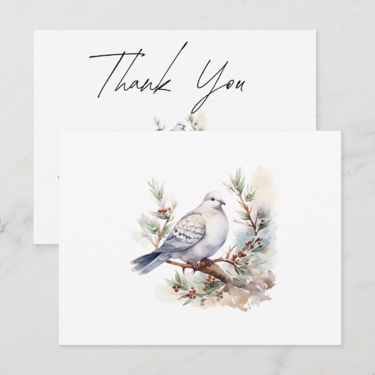 Waterverf Dove Funeral Symphaty Dank je wel kaart (Voorkant / Achterkant)