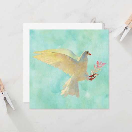 Waterverf Dove Kaart (Voorkant / Achterkant in situ)