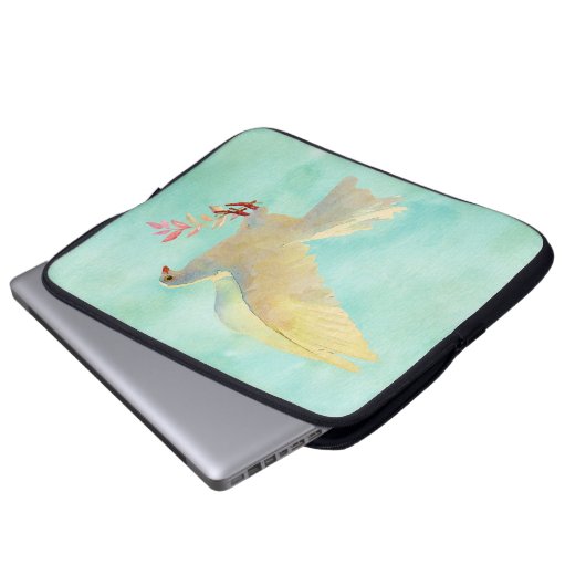 Waterverf Dove Laptop Sleeve (Voorkant onderkant)