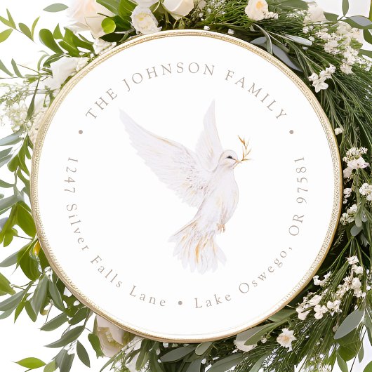 Waterverf Dove of Peace Terugkeeradres Ronde Sticker