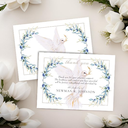 Waterverf Dove & Olive Branch Memorial Dank u wel Notitiekaartje
