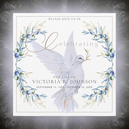 Waterverf Dove & Olive Branch Viering van het Leve Kaart