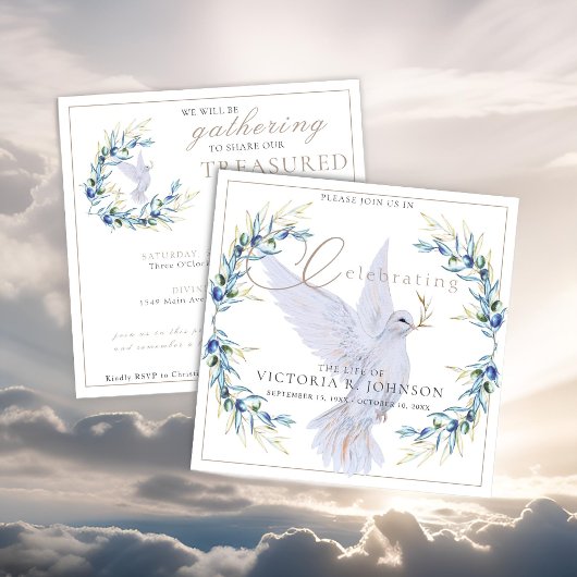 Waterverf Dove & Olive Branch Viering van het Leve Kaart