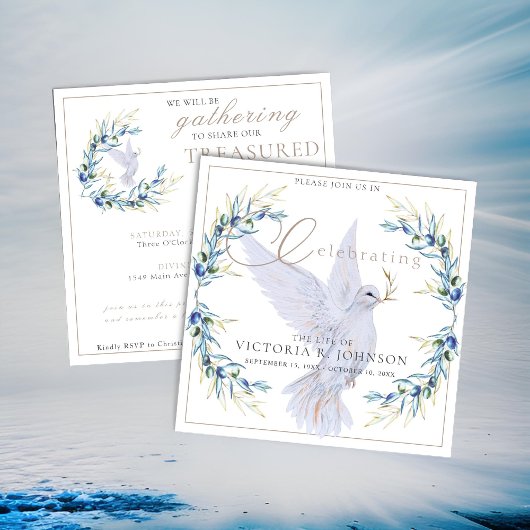 Waterverf Dove & Olive Branch Viering van het Leve Kaart