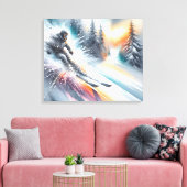 Waterverf downhill sneeuwskiër canvas afdruk (Insitu (Woonkamer))