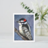 Waterverf Downy Woodpecker Briefkaart (Staand voorkant)