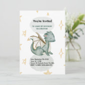 waterverf draak - verjaardag kaart (Staand voorkant)