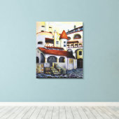 Waterverf Dracula Castle Interior Courtyard Canvas Afdruk (Insitu (Houten vloer))