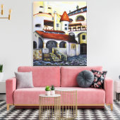 Waterverf Dracula Castle Interior Courtyard Canvas Afdruk (Insitu (Woonkamer))