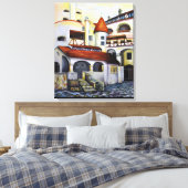 Waterverf Dracula Castle Interior Courtyard Canvas Afdruk (Insitu (Slaapkamer))