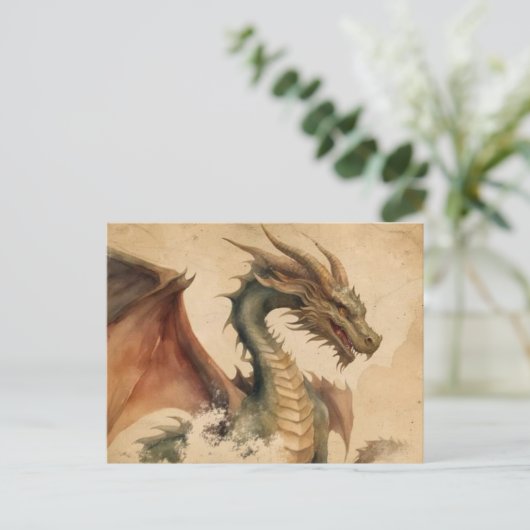  Waterverf Dragon Briefkaart (Staand voorkant)