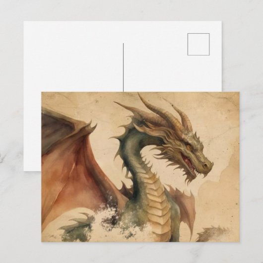 Waterverf Dragon Briefkaart (Voorkant / Achterkant)
