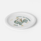 waterverf dragon en sterren blije verjaardagsartik papieren bordje (Gekanteld)