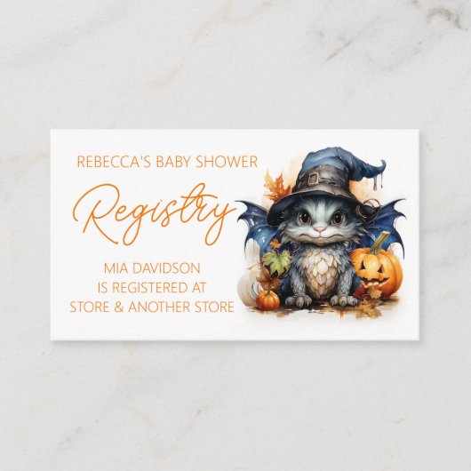 Waterverf Dragon Halloween Baby shower Registry Informatiekaartje (Voorkant)