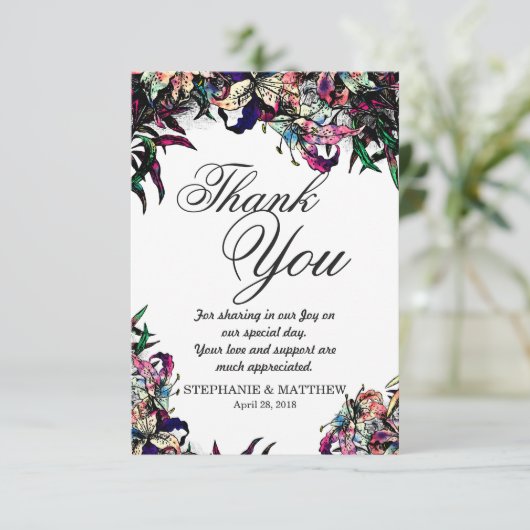 Waterverf Dragon Lelies Dank u kaarten (Staand voorkant)