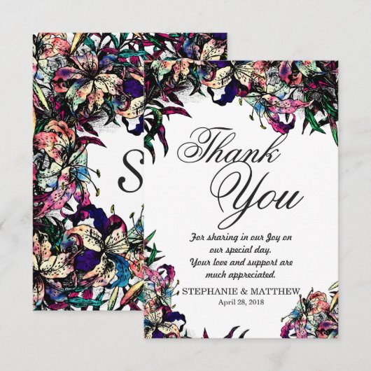 Waterverf Dragon Lelies Dank u kaarten (Voorkant / Achterkant)