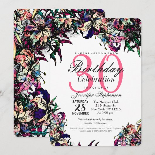 Waterverf Dragon Lelies verjaardagsfeestje Kaart (Voorkant / Achterkant)