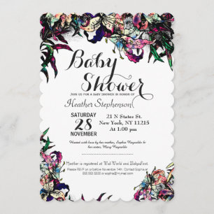 Waterverf Dragon Lilies Baby Shower Invitaties Kaart
